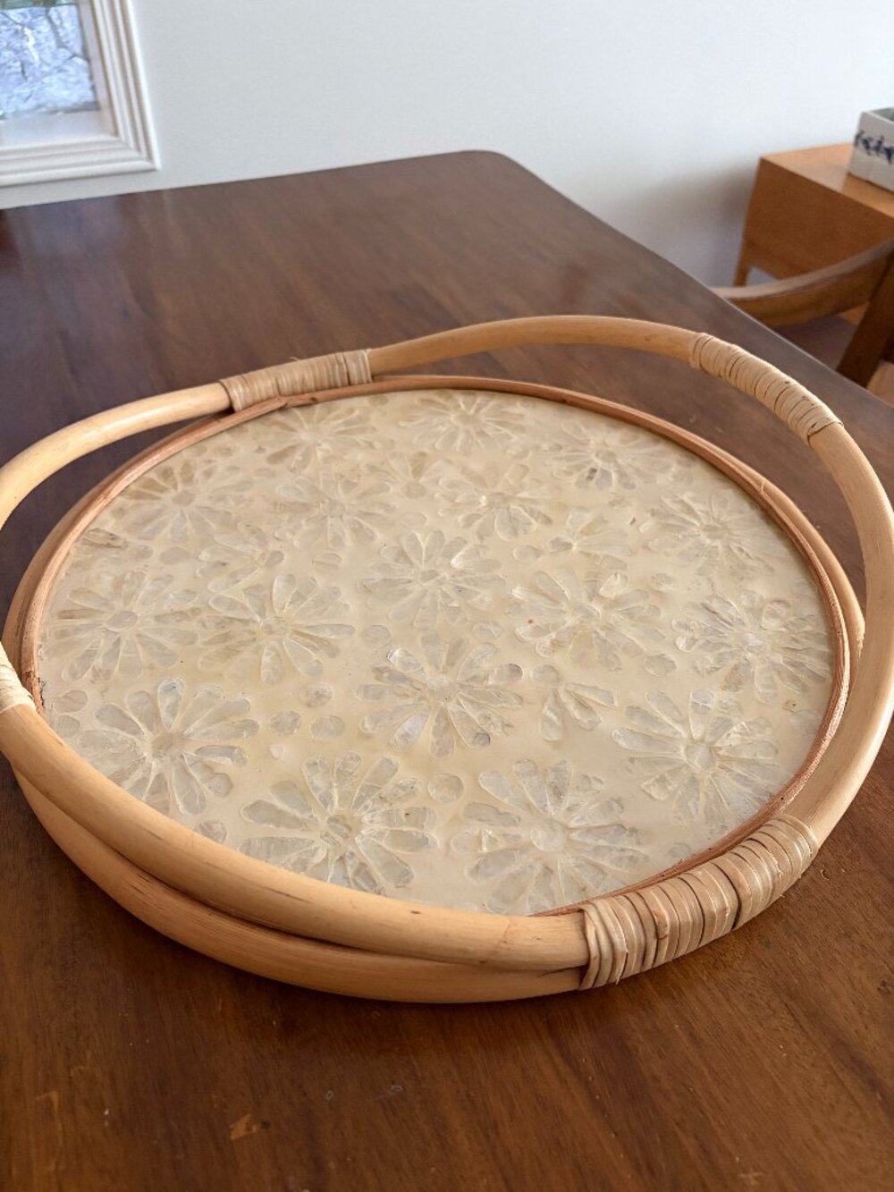 Floral and Wooden Decorative Tray